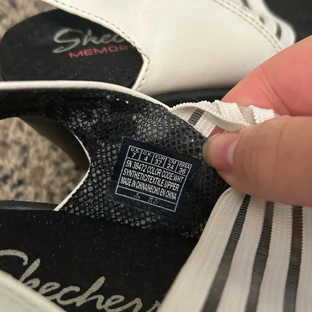 Skechers Black and White Wedge Sandals - Picture 4 of 4